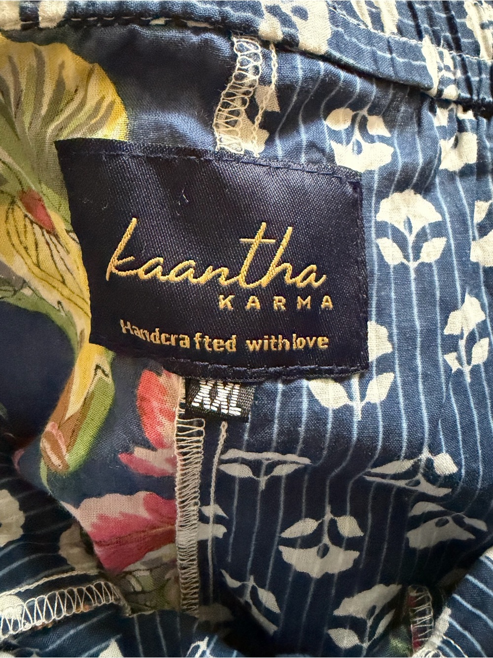 Kaantha Karma Boho Patchwork Phulkari Flare Pant - Multicolor Floral-XXL - Picture 14 of 14